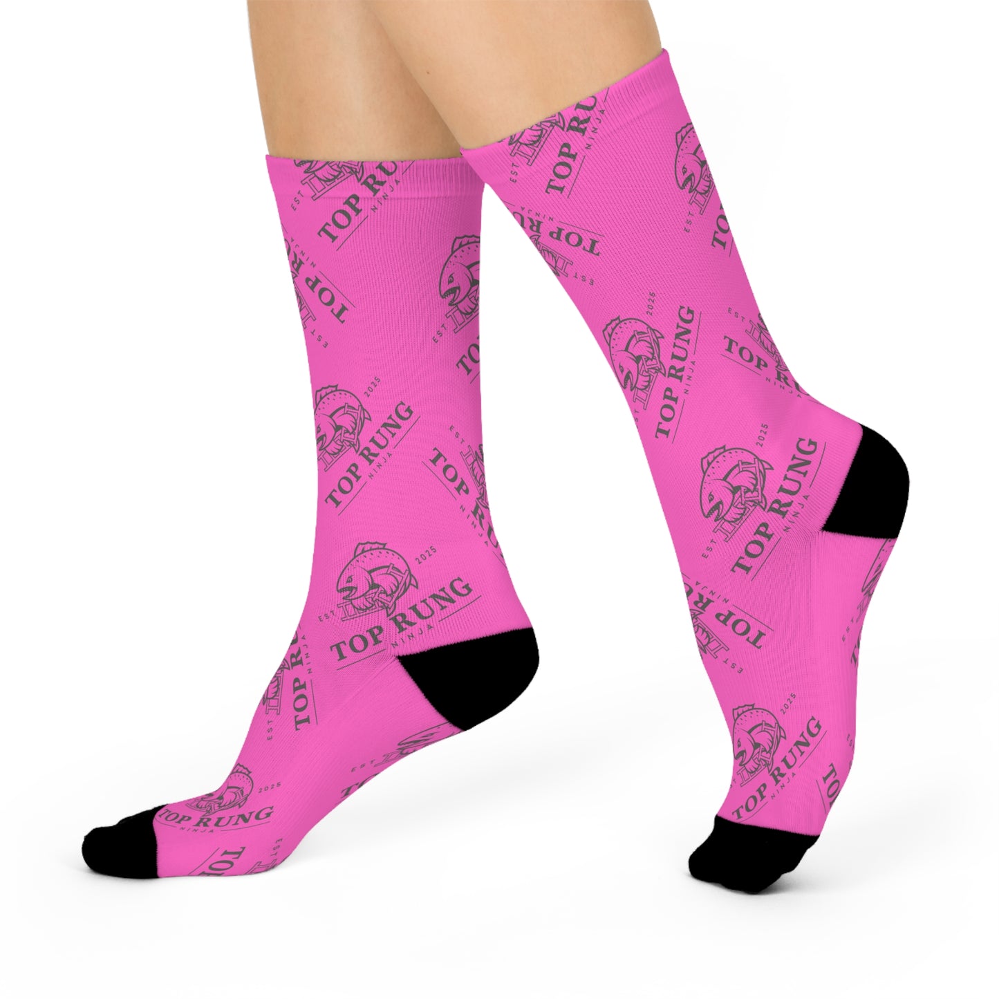 Top Rung Crush the Salmon Ladder Pink 3/4 Socks