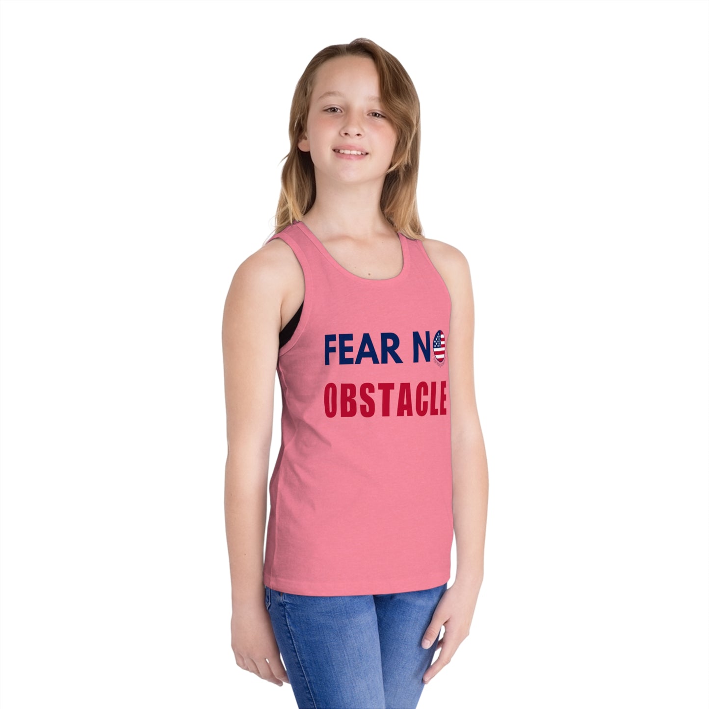 Fear No Obstacle Ninja Youth American Flag Tank Top