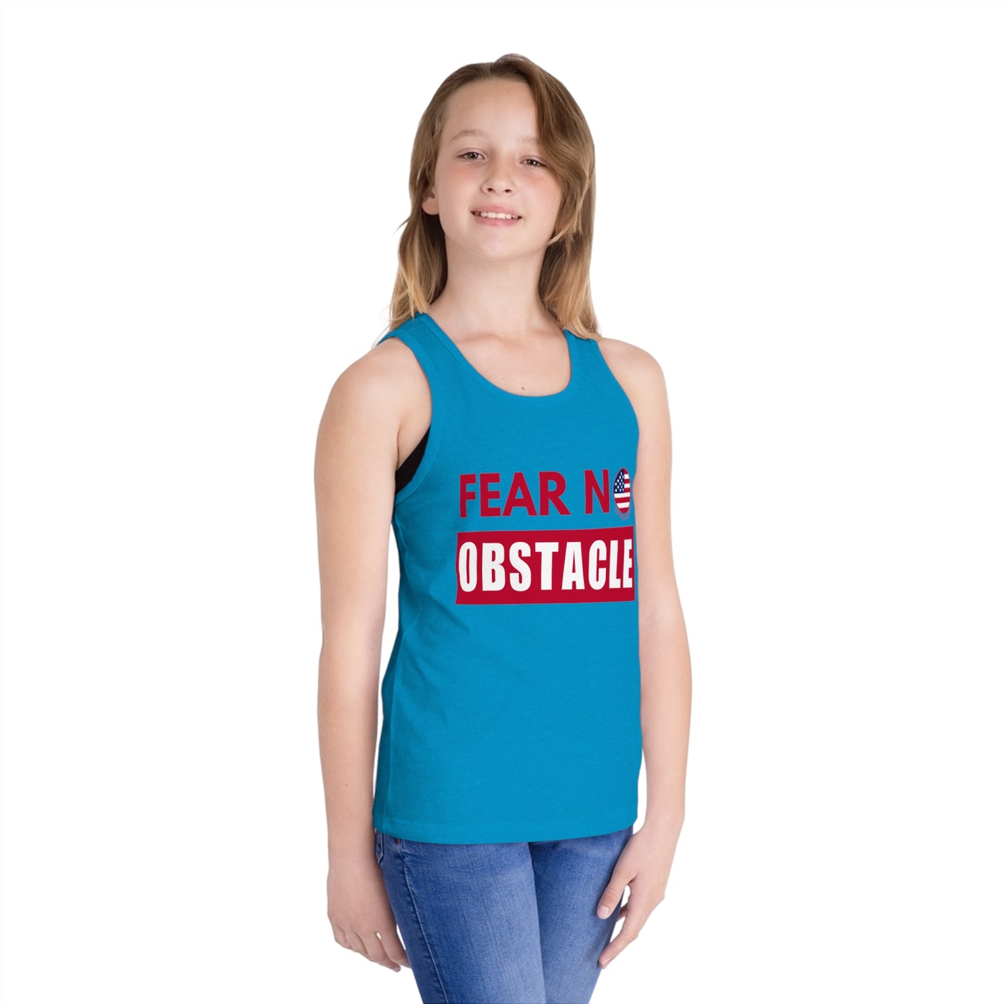 Fear No Obstacle Ninja Youth American Flag Tank Top
