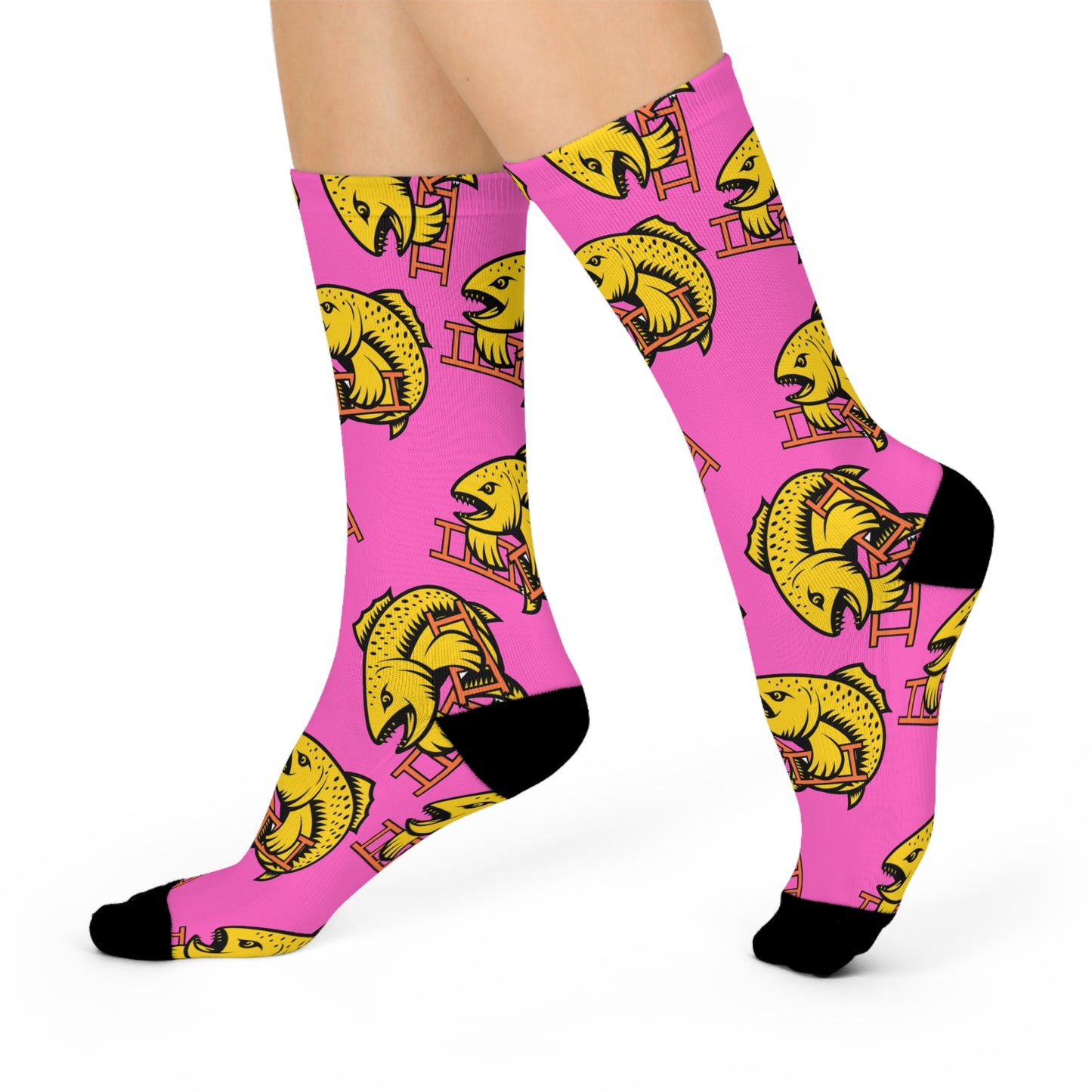 Crush the Salmon Ladder Pink 3/4 Socks