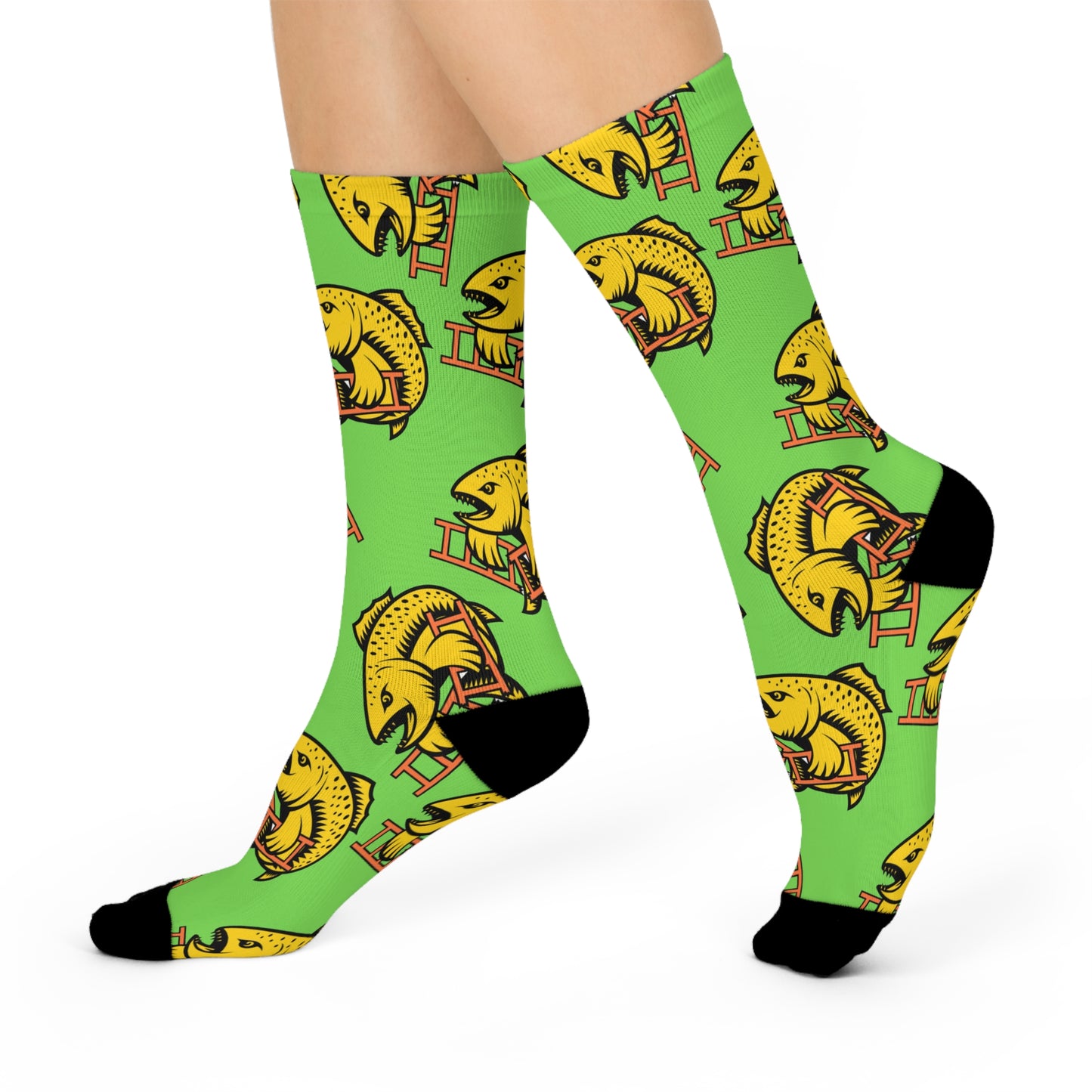 Crush the Salmon Ladder Green 3/4 Socks