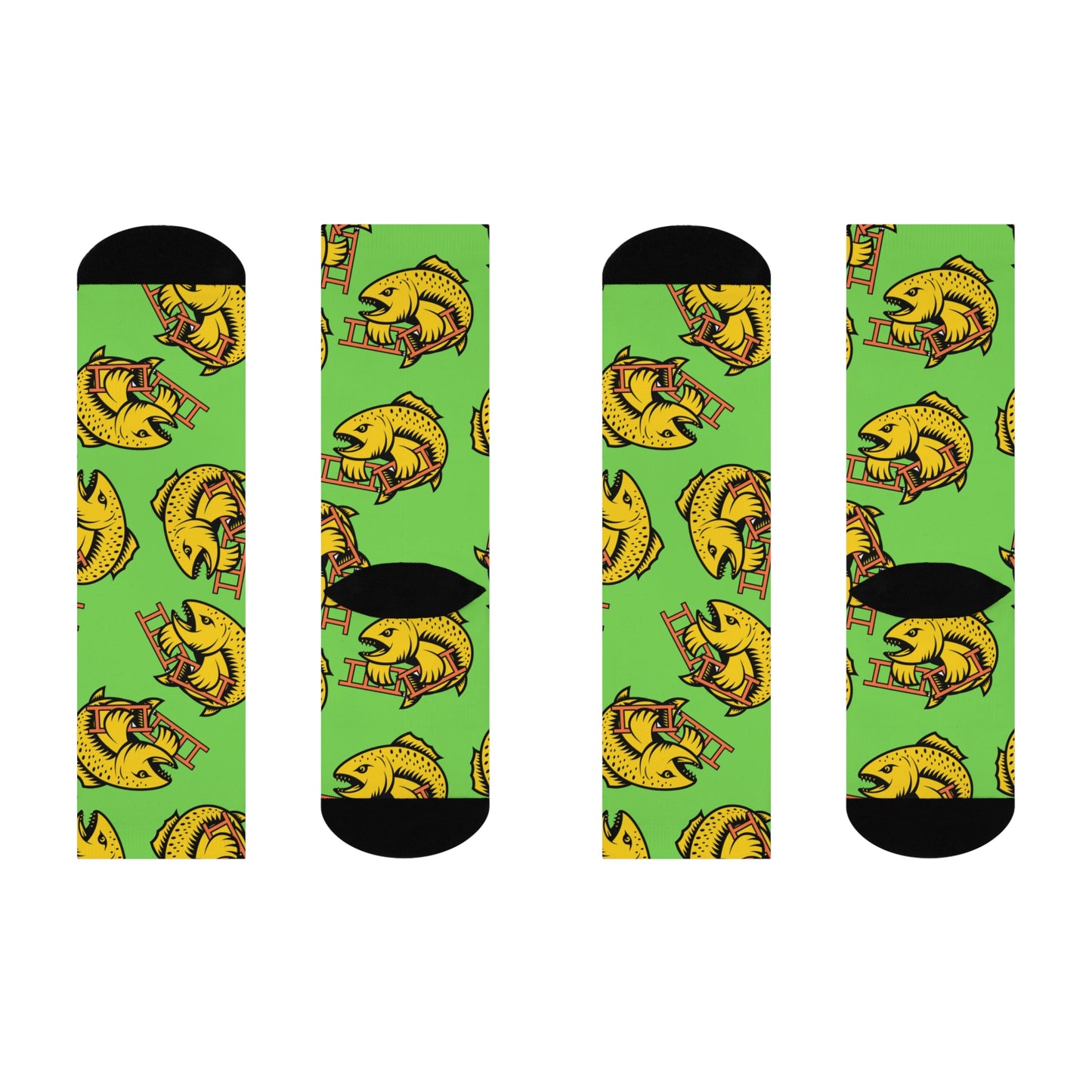 Crush the Salmon Ladder Green 3/4 Socks