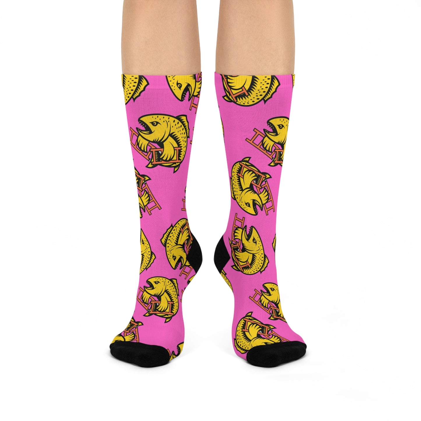 Crush the Salmon Ladder Pink 3/4 Socks