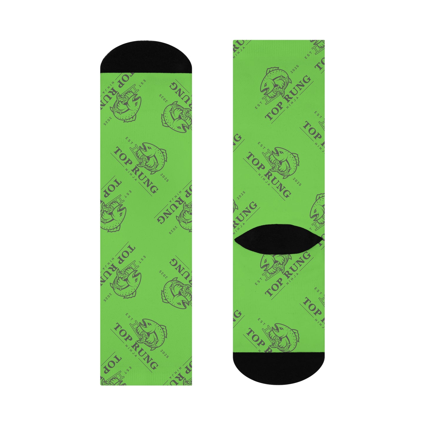 Top Rung Crush the Salmon Ladder Green 3/4 Socks