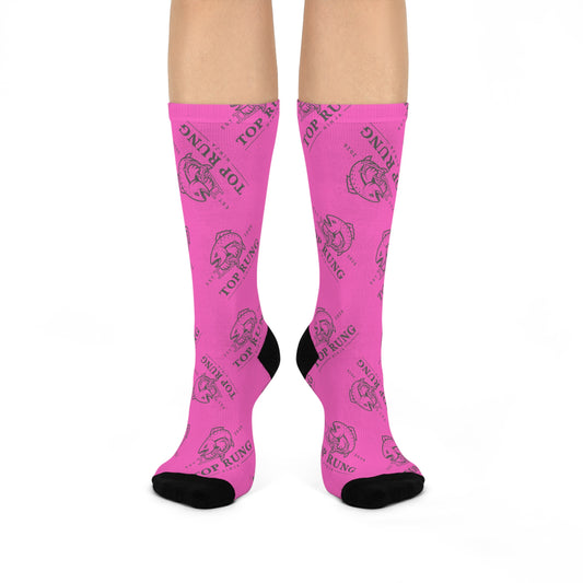 Top Rung Crush the Salmon Ladder Pink 3/4 Socks