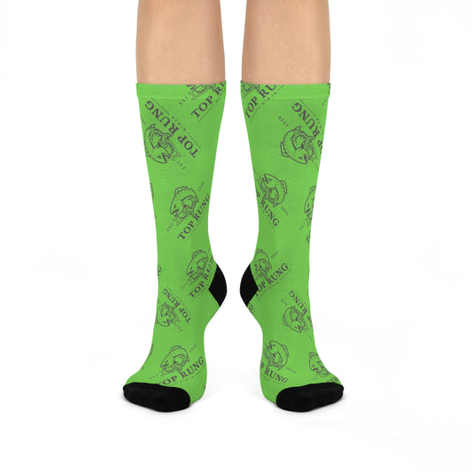 Top Rung Crush the Salmon Ladder Green 3/4 Socks