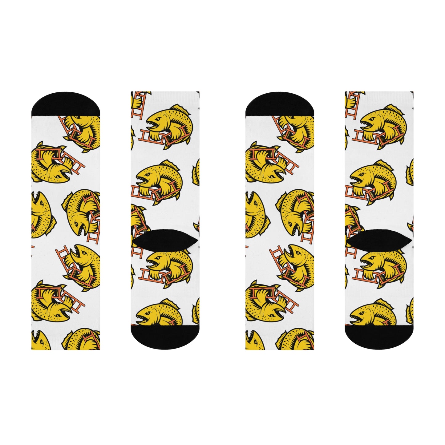 Crush the Salmon Ladder White 3/4 Socks