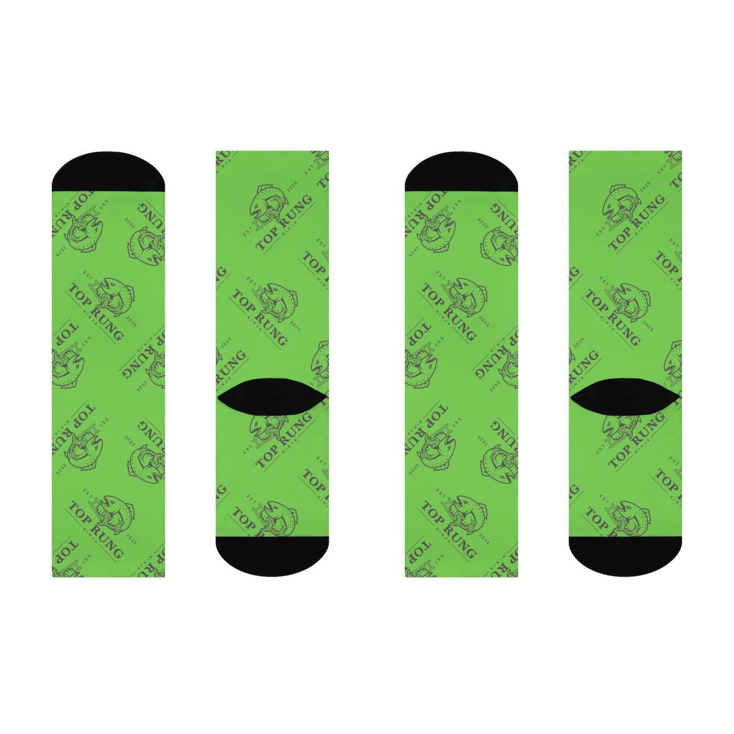 Top Rung Crush the Salmon Ladder Green 3/4 Socks