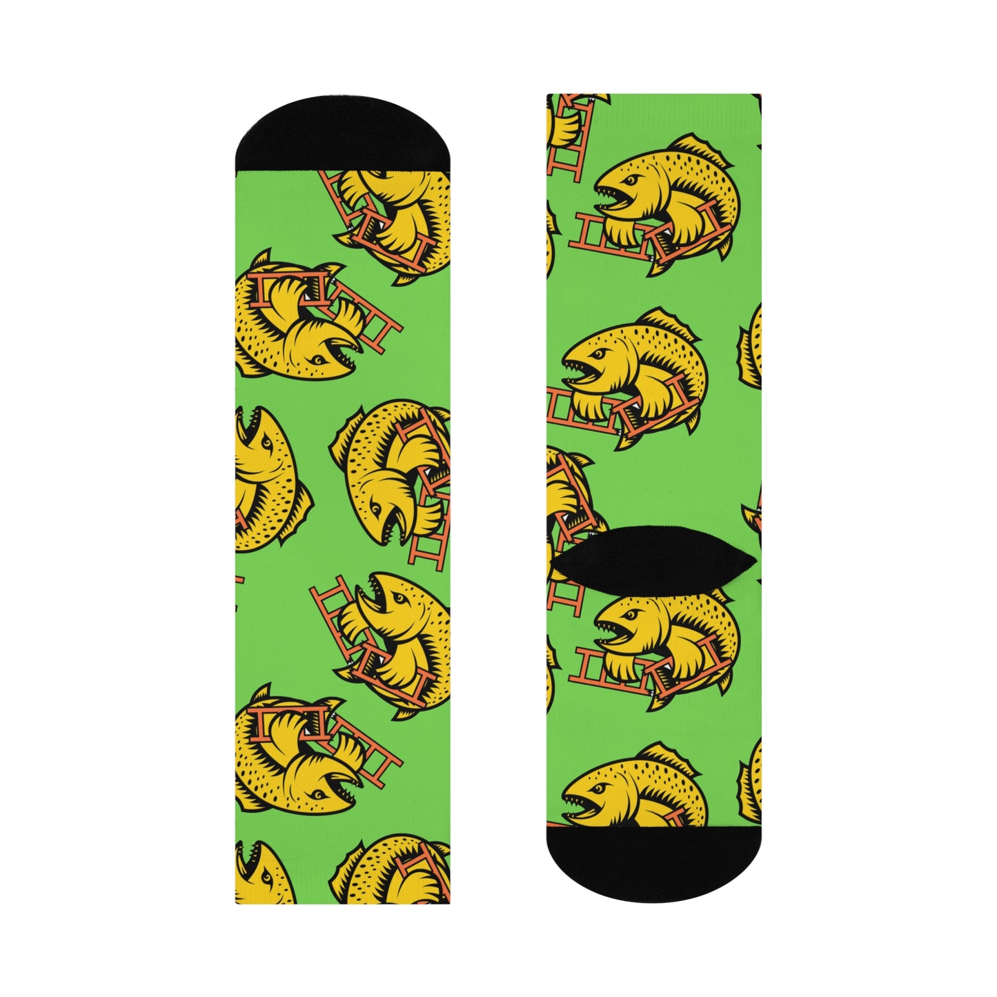 Crush the Salmon Ladder Green 3/4 Socks